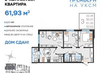Продаю трехкомнатную квартиру, 61.9 м2, Ульяновск, улица Посёлок УКСМ, Засвияжский район