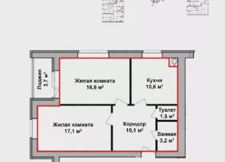 Двухкомнатная квартира на продажу, 61 м2, Нижегородская область, микрорайон Красногорка, 21к2