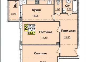 Продаю двухкомнатную квартиру, 65.8 м2, Нижний Новгород, Деловая улица, 22
