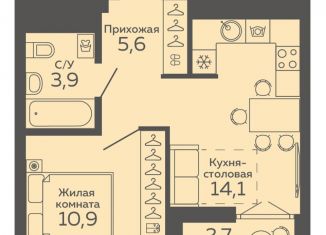 Продам 1-комнатную квартиру, 35.9 м2, Екатеринбург, улица 8 Марта, 204Г
