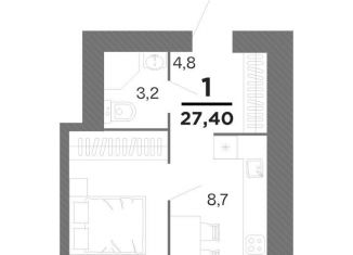 Продажа однокомнатной квартиры, 27.4 м2, Рязань