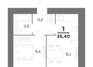 Продам 1-комнатную квартиру, 35.4 м2, Рязанская область