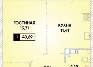 Продается однокомнатная квартира, 40.7 м2, Краснодар, микрорайон Губернский