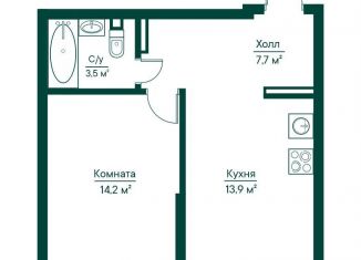 1-ком. квартира на продажу, 39.4 м2, Самарская область