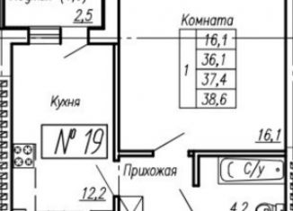 Продается однокомнатная квартира, 37.4 м2, Пионерский