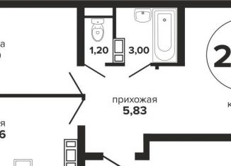 Продается двухкомнатная квартира, 57.3 м2, Краснодар, микрорайон Завод Радиоизмерительных Приборов, Российская улица, 257/7лит1