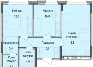 Продается 2-комнатная квартира, 60.3 м2, Казань