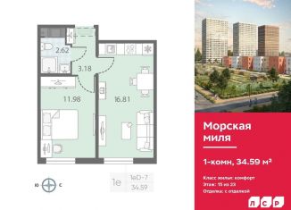 Продаю однокомнатную квартиру, 34.6 м2, Санкт-Петербург, Красносельский район
