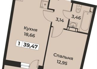 1-комнатная квартира на продажу, 39.5 м2, Мурино, ЖК Авиатор, проспект Авиаторов Балтики, 29к2