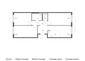 Продаю четырехкомнатную квартиру, 81 м2, Ленинский городской округ, жилой комплекс Горки Парк, 8.2