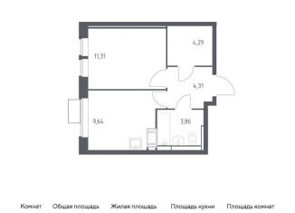 Продается 1-комнатная квартира, 33.4 м2, деревня Путилково