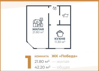 Продаю 1-комнатную квартиру, 42.2 м2, Волгоградская область, Северная улица, 2