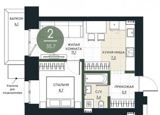 Продается 2-комнатная квартира, 35.7 м2, Красноярский край
