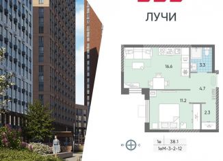 Однокомнатная квартира на продажу, 38.1 м2, Москва, метро Новопеределкино