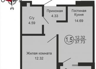 Продается 1-ком. квартира, 37.7 м2, Оренбург, Комсомольская улица, 198, Центральный район