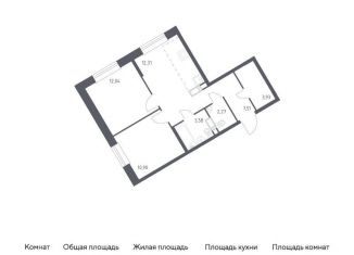 Двухкомнатная квартира на продажу, 52.5 м2, Москва, жилой комплекс Эко Бунино, 14.2