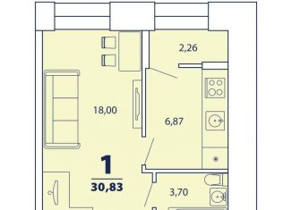 Продам 1-комнатную квартиру, 29.7 м2, Рязань