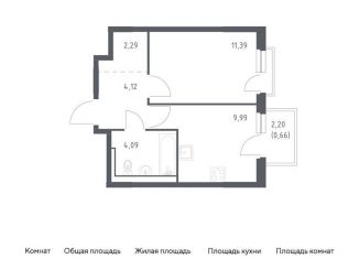 Продажа однокомнатной квартиры, 32.5 м2, деревня Новосаратовка