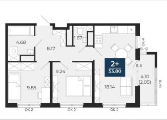 Продам 2-ком. квартиру, 53.8 м2, Тюмень