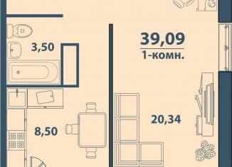 1-комнатная квартира на продажу, 39.1 м2, Ульяновск, Железнодорожный район