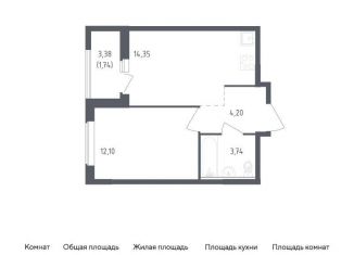 Продается 1-ком. квартира, 36.1 м2, деревня Новосаратовка