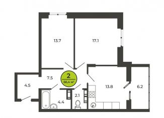 Продается 2-комнатная квартира, 66.5 м2, посёлок Свень, Соборная улица, поз7