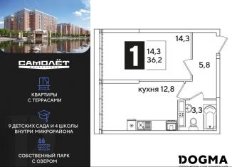 Продажа однокомнатной квартиры, 36.2 м2, Краснодар
