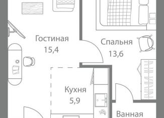 2-ком. квартира на продажу, 46.8 м2, Москва, метро Молодёжная