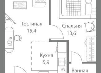 2-ком. квартира на продажу, 46.8 м2, Москва, станция Немчиновка