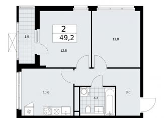 Продается двухкомнатная квартира, 49.2 м2, поселение Сосенское, жилой комплекс Прокшино, к11.2.2