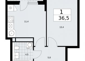 Однокомнатная квартира на продажу, 36.5 м2, Москва, жилой комплекс Прокшино, к11.2.1