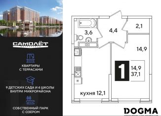 Продаю однокомнатную квартиру, 37.1 м2, Краснодар, Прикубанский округ