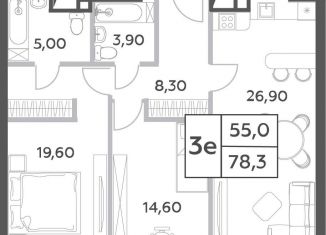 Продам трехкомнатную квартиру, 78.3 м2, Москва, ЖК Вилл Тауэрс, проспект Генерала Дорохова, вл1к1