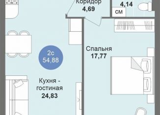 2-комнатная квартира на продажу, 55 м2, Новосибирская область, бульвар Молодёжи, 21