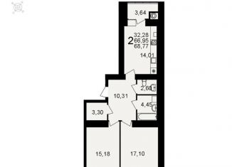 Продаю 2-комнатную квартиру, 68.8 м2, Рязань