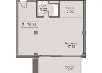 2-комнатная квартира на продажу, 75.6 м2, поселок городского типа Массандра, улица Мухина, 17А