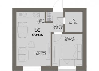 Продам 1-комнатную квартиру, 37.8 м2, Челябинская область