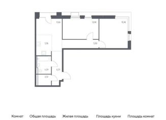 Продажа двухкомнатной квартиры, 66.4 м2, Москва, ЮАО