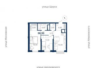 Продается двухкомнатная квартира, 59.5 м2, Екатеринбург, Ленинский район