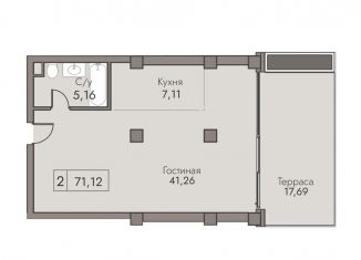 2-комнатная квартира на продажу, 71.1 м2, поселок городского типа Массандра, улица Мухина, 17А