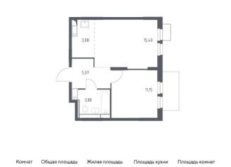 Двухкомнатная квартира на продажу, 39.4 м2, деревня Путилково