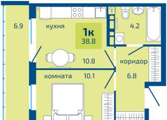 Продажа 1-комнатной квартиры, 38.8 м2, Пермь