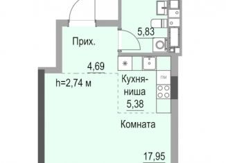 Квартира на продажу студия, 33.8 м2, Ижевск, улица Карла Маркса, 259, ЖК Республика