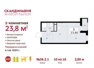 Квартира на продажу студия, 23.8 м2, поселение Сосенское, жилой комплекс Скандинавия, 36.3.2