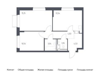 Продажа двухкомнатной квартиры, 53.6 м2, Московская область, жилой комплекс Томилино Парк, к6.1