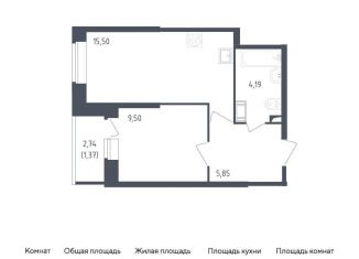 1-комнатная квартира на продажу, 36.4 м2, Санкт-Петербург, жилой комплекс Живи в Рыбацком, 5, метро Рыбацкое