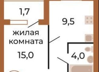 Однокомнатная квартира на продажу, 39.7 м2, село Богословка, Лазурная улица, 1