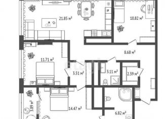 Продается 3-комнатная квартира, 87.4 м2, Тюмень, Воронинская улица, 41, ЖК Октябрьский