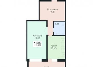 Продается 1-комнатная квартира, 53.4 м2, Самара, 3-й квартал, 8, метро Юнгородок