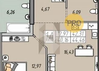 Продается 1-комнатная квартира, 42.3 м2, Екатеринбург, ЖК Московский Квартал